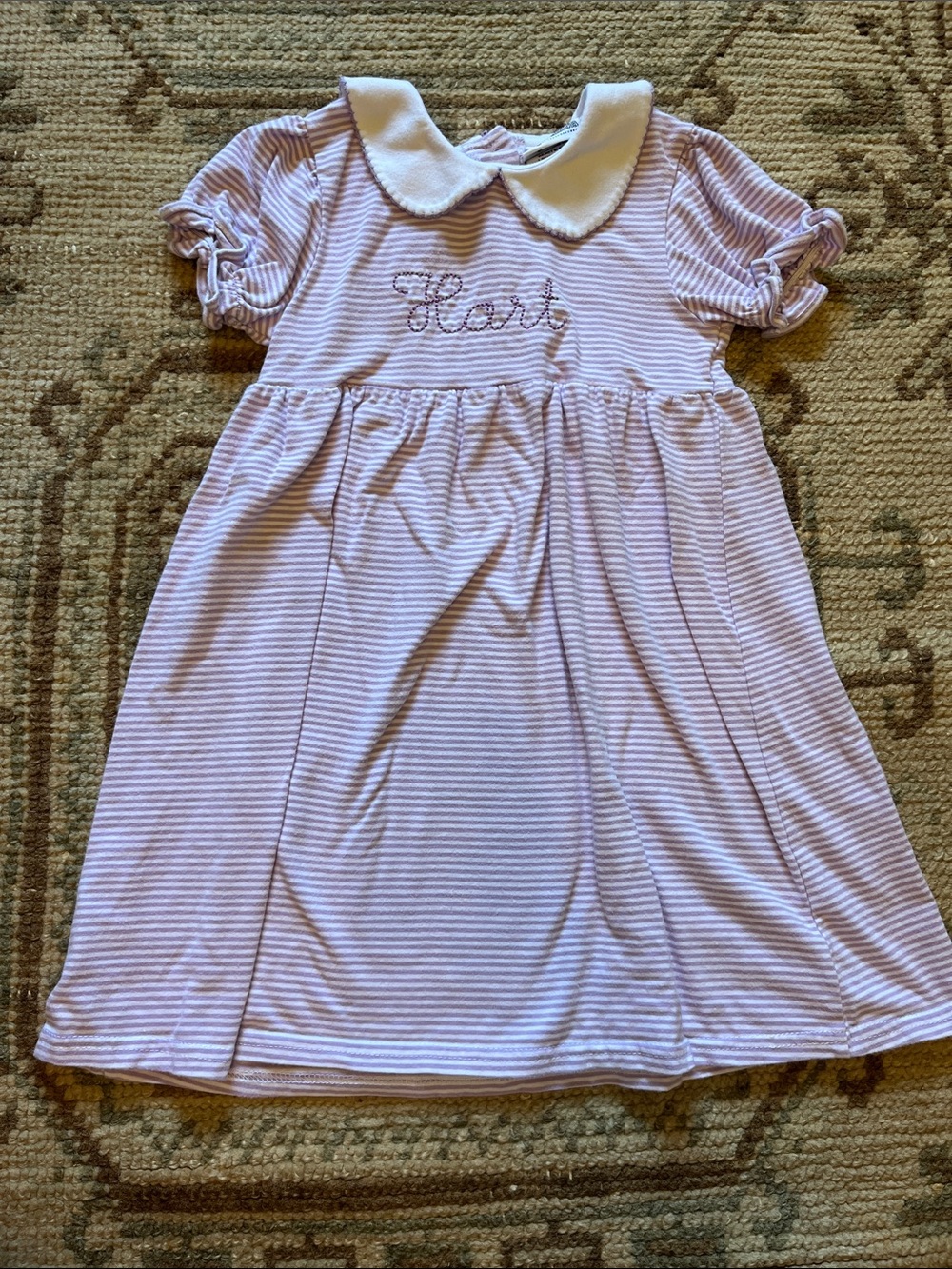 Bayou Blanks Lavender and White Striped Dress with Peter Pan Collar “Hart”